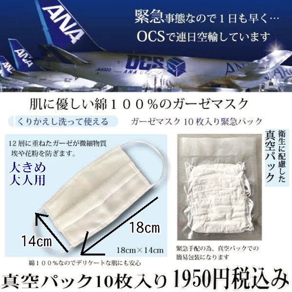 ガーゼマスクが入荷